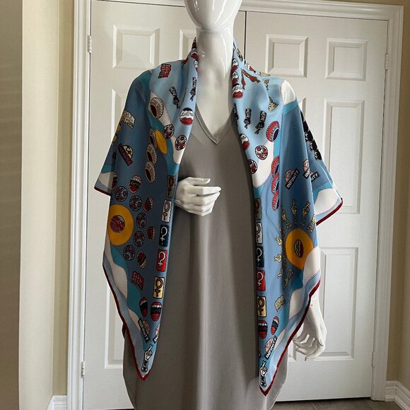 Chloé Silk Scarf - Blues - Authentic - Picture 3 of 17